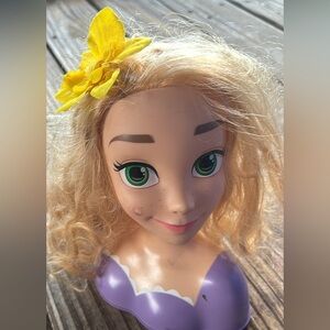 Blonde Doll Head with Yellow Flower